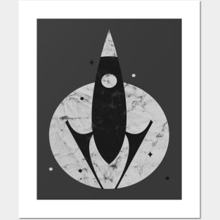 Distressed Retro Rocket Ship Posters and Art